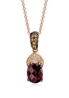 1.33 ct. t.w. Raspberry Rhodolite®, 1/10 ct. t.w. Vanilla Diamonds®, and 1/10 ct. t.w. Chocolate Diamonds® Pendant in 14k Strawberry Gold®