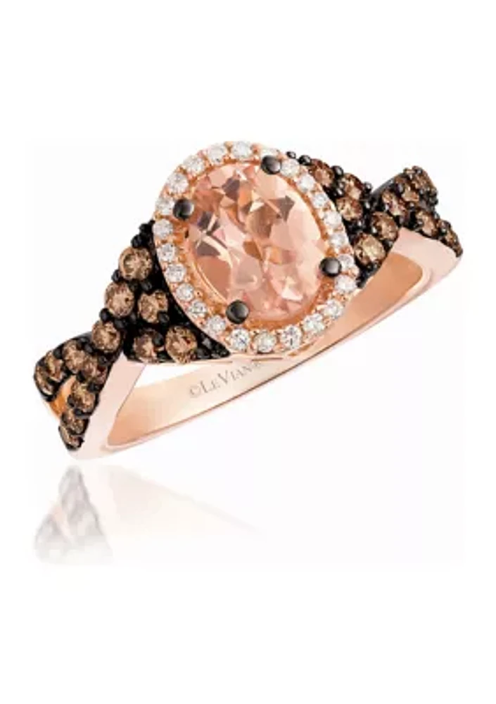 5/8 ct. t.w. Diamond and 7/8 ct. t.w. Morganite Ring in 14K Rose Gold