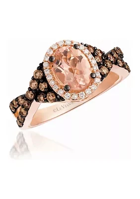 5/8 ct. t.w. Diamond and 7/8 ct. t.w. Morganite Ring in 14K Rose Gold