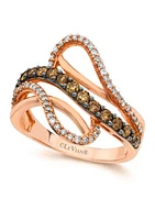 3/8 ct. t.w. Chocolate Diamonds®, 1/4 ct. t.w. Vanilla Diamonds® Chocolatier® Ring set in 14K Strawberry Gold®