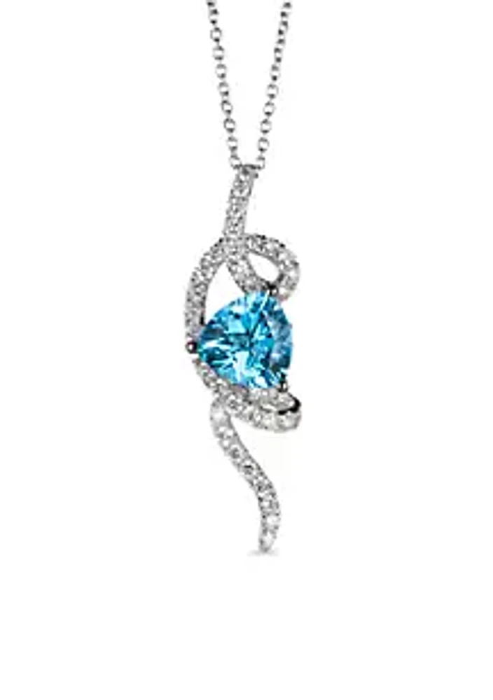 Le Vian® Ocean Blue Topaz and Chocolate & Vanilla Diamonds Pendant in 14k Vanilla Gold