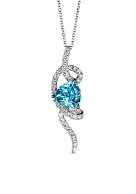 Le Vian® Ocean Blue Topaz and Chocolate & Vanilla Diamonds Pendant in 14k Vanilla Gold