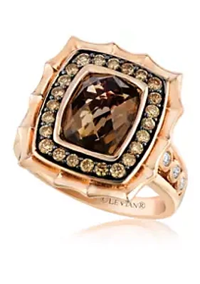 Le Vian® 5/8 ct. t.w. Diamond and 2.6 ct. t.w. Smoky Quartz Ring in 14K Strawberry Gold®