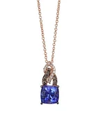 Chocolatier® Pendant Necklace featuring 1.37 ct. t.w. Blueberry Tanzanite®, 1/10 ct. t.w. Chocolate Diamonds®, 1/20 ct. t.w. Vanilla Diamonds® in 14K Strawberry Gold®