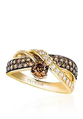 Le Vian® Chocolatier® Chocolate Diamonds® and Vanilla Diamonds® Ring in 14k Honey Gold™
