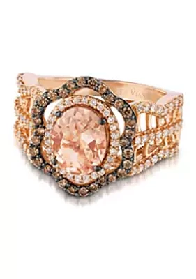 Le Vian® Chocolatier® Ring featuring 1.2 ct. t.w. Peach Morganite™, 1/4 ct. t.w. Chocolate Diamonds®, 1/2 ct. t.w. Vanilla Diamonds® set in 14K Strawberry Gold®