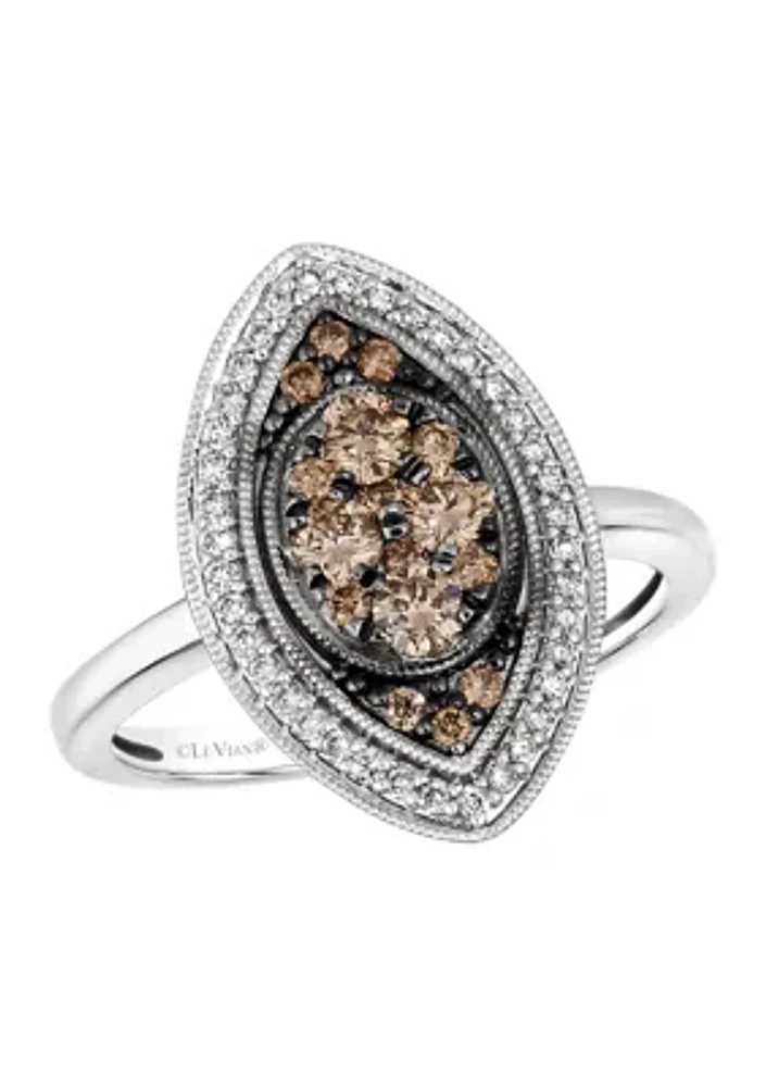 1/2 ct. t.w. Chocolate Diamonds®, 1/5 ct. t.w. Vanilla Diamonds® Chocolatier® Ring in 14K Vanilla Gold®