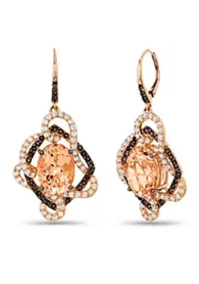 Le Vian®  Crazy Collection Peach Morganite, Chocolate Quartz, and Vanilla Topaz Earrings in 14K Strawberry Gold