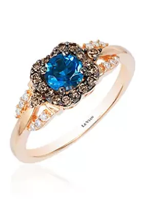 Le Vian®  1/5 ct. t.w. Diamond and Blue Topaz Ring in 14K Rose Gold