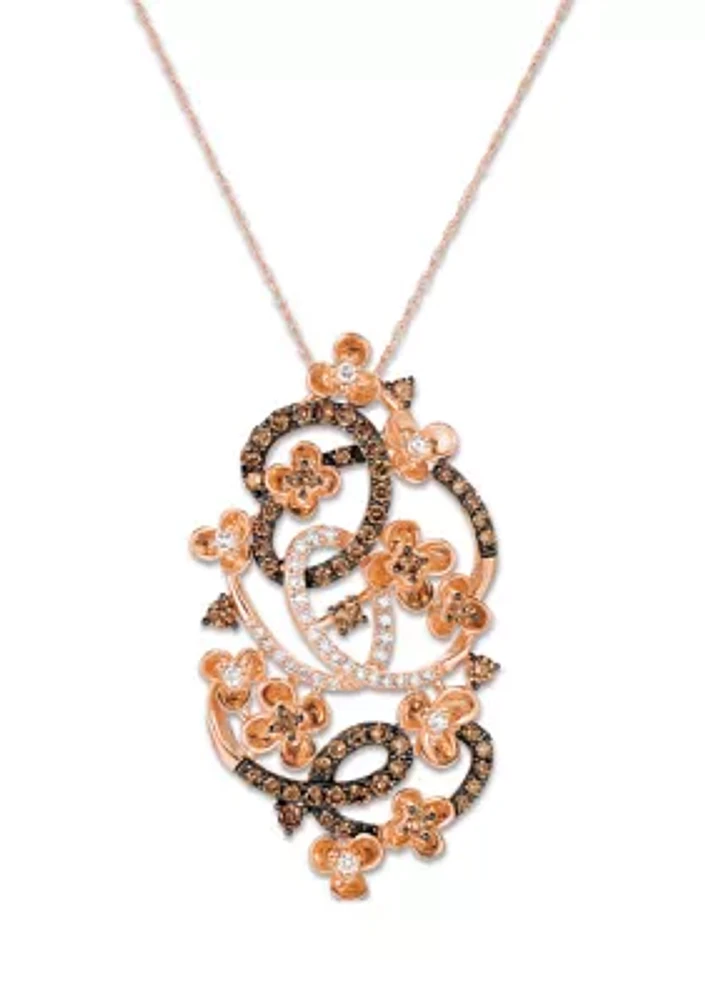 7/8 ct. t.w. Chocolate Diamonds®, 1/4 ct. t.w. Vanilla Diamonds® Pendant Necklace in 14K Strawberry Gold®