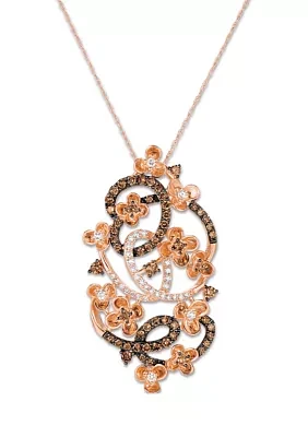 7/8 ct. t.w. Chocolate Diamonds®, 1/4 ct. t.w. Vanilla Diamonds® Pendant Necklace in 14K Strawberry Gold®