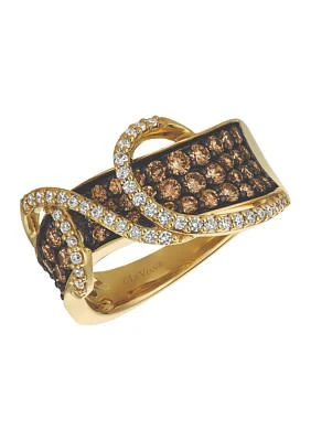 7/8 ct. t.w. Chocolate Diamonds®, 1/4 ct. t.w. Vanilla Diamonds® Chocolatier® Ring in 14K Honey Gold™