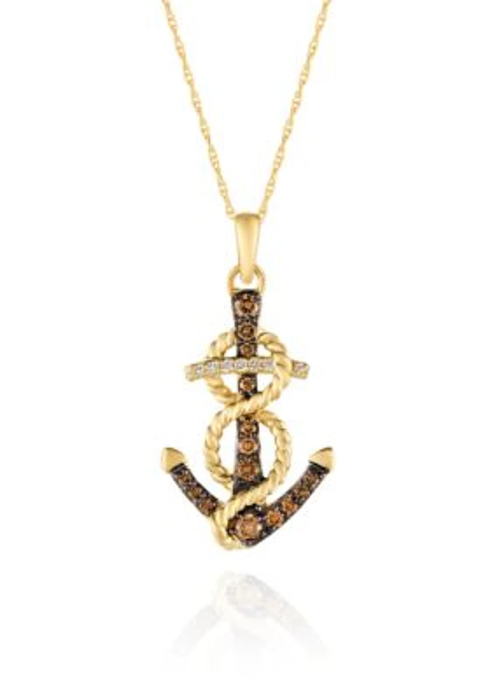 Vanilla Diamonds® and Chocolate Diamonds® Pendant Necklace in 14K Honey Gold™