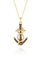 Vanilla Diamonds® and Chocolate Diamonds® Pendant Necklace in 14K Honey Gold™