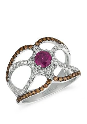 3/4 ct. t.w. Diamonds and 1/2 ct. t.w. Ruby Ring in 14K White Gold 