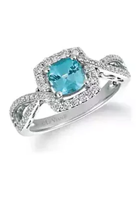 Le Vian® /3 ct. t.w. Diamond and ct. t.w. Blue Zircon Ring in 14K White Gold