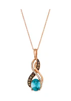 1/4 ct. t.w. Diamond and 1.9 ct. t.w. Blue Zircon Pendant Necklace in 14K Rose Gold