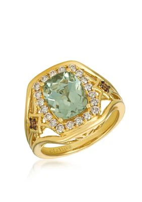 1/3 ct. t.w. Mint Julep Quartz™, 1/2 ct. t.w. Nude Diamonds™, 1/20 ct. t.w. Chocolate Diamonds® Darlo Ring in 14K Honey Gold™