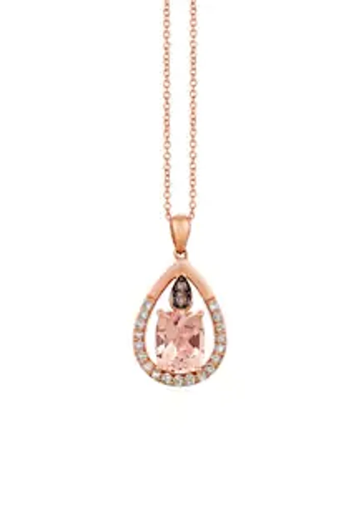 Le Vian® Pendant Necklace featuring 2.16 ct. t.w. Peach Morganite™, 1/20 ct. t.w. Chocolate Diamonds®, 3/8 ct. t.w. Nude Diamonds™ in 14K Strawberry Gold®