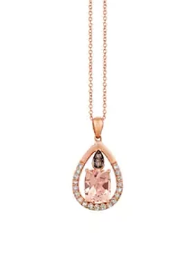 Le Vian® Pendant Necklace featuring 2.16 ct. t.w. Peach Morganite™, 1/20 ct. t.w. Chocolate Diamonds®, 3/8 ct. t.w. Nude Diamonds™ in 14K Strawberry Gold®