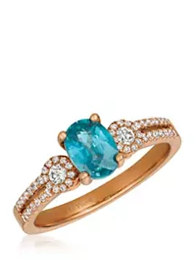 Le Vian® 1/ ct. t.w. Diamond and / ct. t.w. Blue Zircon Ring in 14K Rose Gold