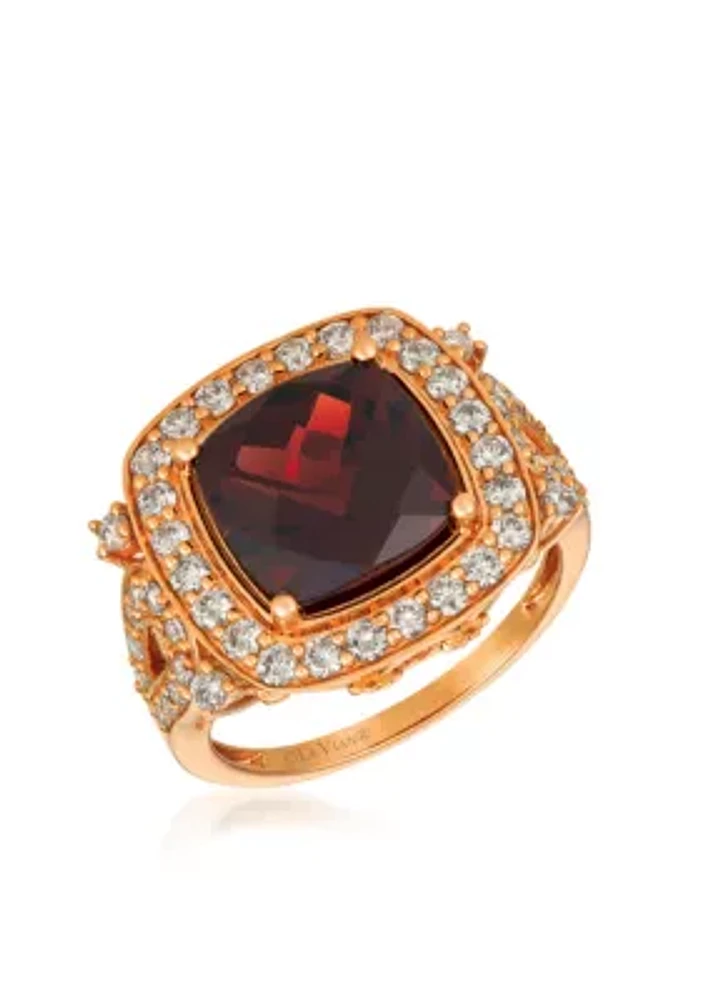 Creme Brulee® 5 ct. t.w. Pomegranate Garnet™, 1 ct. t.w. Nude Diamonds™ Ring in 14K Strawberry Gold®