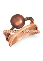 Le Vian® 1/2 ct. t.w. Diamond and Tahitian Pearl Ring in 14K Rose Gold