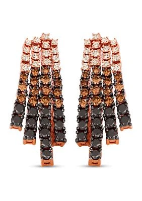  7/8 ct. t.w. Chocolate Diamonds, 1.3 ct. t.w. Blackberry Diamonds, and 3/8 ct. t.w. Nude Diamond Earrings in 14K Rose Gold 