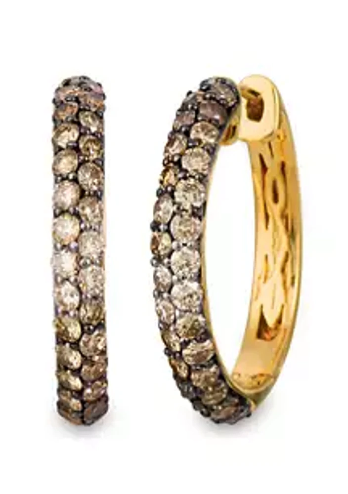 Le Vian® 1.37 ct. t.w. Chocolate Ombré Diamonds® Hoop Earrings in 14K Honey Gold™