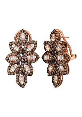 Earrings featuring 1/2 ct. t.w. Nude Diamonds™, 1.32" ct. t.w. Chocolate Diamonds® set in 14K Strawberry Gold®