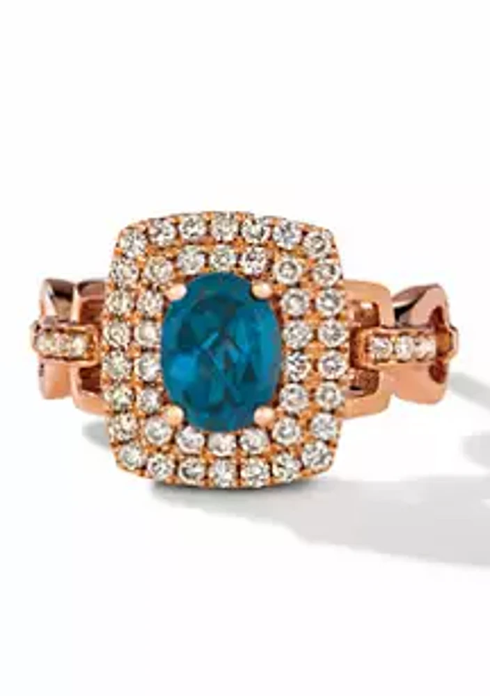 Le Vian® Ring featuring 1.38 ct. t.w. Deep Sea Blue Topaz™, 5/8 ct. t.w. Nude Diamonds™  in 14K Strawberry Gold®