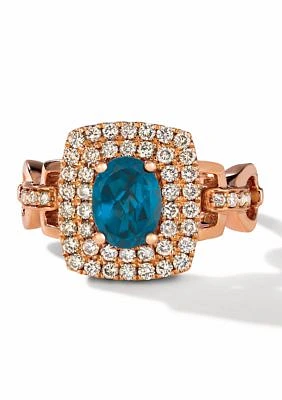 Ring featuring 1.38 ct. t.w. Deep Sea Blue Topaz™, 5/8 ct. t.w. Nude Diamonds™  in 14K Strawberry Gold®