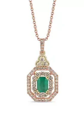 Le Vian®  1.53 ct. t.w. Emerald and 1/10 ct. t.w. Diamond Pendant Necklace in 14K Yellow Gold