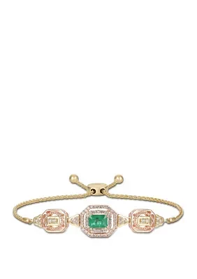  1.36 ct. t.w. Emerald and 3/4 ct. t.w. Nude Diamonds™ Bolo Bracelet in 14K Two Tone Gold