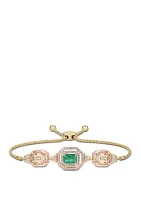  1.36 ct. t.w. Emerald and 3/4 ct. t.w. Nude Diamonds™ Bolo Bracelet in 14K Two Tone Gold