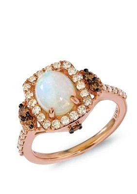 9/10 ct. t.w. Neopolitan Opal™, 1/2 ct. t.w. Nude Diamonds™, and 1/4 ct. t.w. Chocolate Diamonds® Ring in 14k Strawberry Gold® 