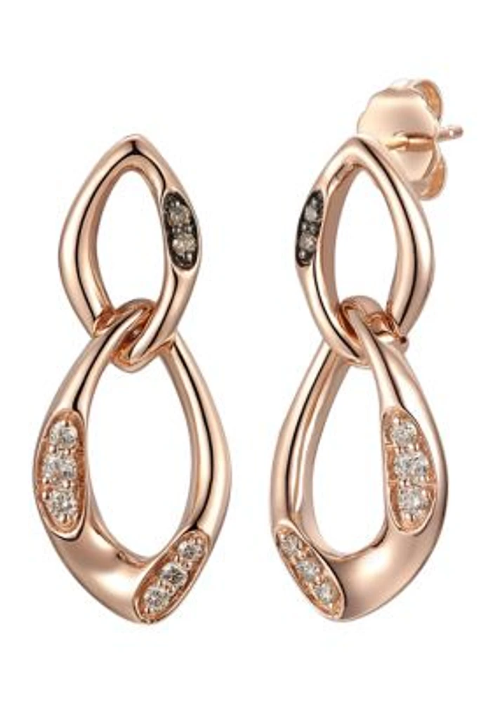 1/6 ct. t.w. Nude Diamonds™, Chocolate Diamonds® Earrings in 14K Strawberry Gold®