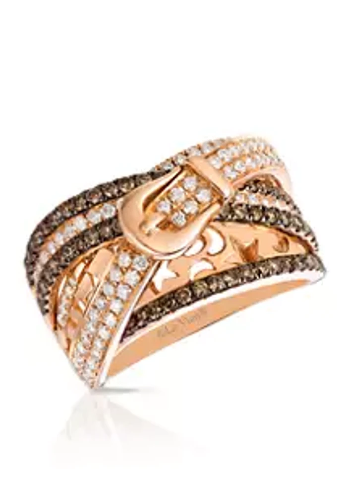Le Vian® 5/8 ct. t.w. Chocolate Diamonds®, 3/4 ct. t.w. Vanilla Diamonds® Chocolatier® Ring  set in 14K Strawberry Gold®