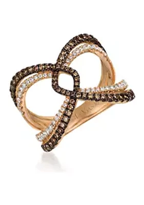 Le Vian® 1/4 ct. t.w. Vanilla Diamonds and 1/2 ct. t.w. Chocolate Diamonds Ring in 14k Rose Gold