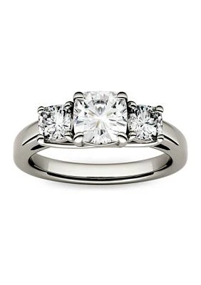 1.76 ct. t.w. Lab Created Moissanite Cushion Three Stone Ring 14K White Gold