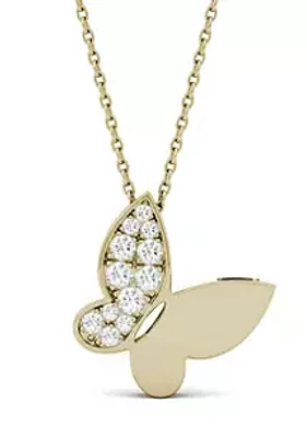 Charles & Colvard 1/6 ct. t.w. Lab Created Moissanite Butterfly Pendant in 14K Gold