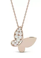 Charles & Colvard 1/6 ct. t.w. Moissanite Butterfly Pendant in 14K Rose Gold