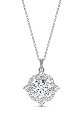 Charles & Colvard /8 ct. t.w. Lab Created Moissanite Halo Pendant in 14k White Gold
