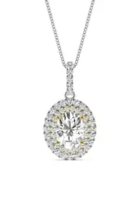 Charles & Colvard 7/8 ct. t.w. Lab Created Moissanite Halo Pendant in 14K Two Toned Gold