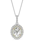 Charles & Colvard 7/8 ct. t.w. Lab Created Moissanite Halo Pendant in 14K Two Toned Gold