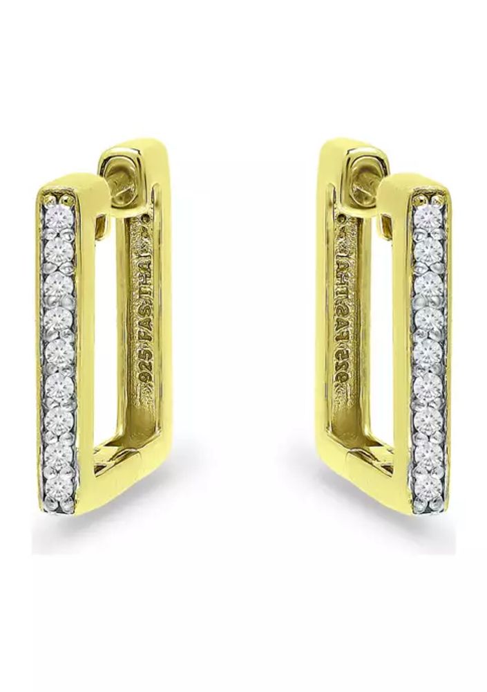 12 Sal Ki Ldki Ka Xxx Video - Belk 1/6 ct. t.w. Diamond 12 Millimeter Square Huggie Hoop Earrings in 18K  Gold over Silver | The Summit