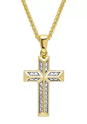 Belk & Co. Lab Created Cubic Zirconia Cross Pendant Necklace in 14K Gold Plated .925 Sterling Silver