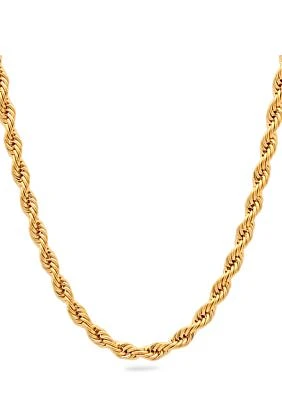 Men's Rope Link Chain Necklace in Stainless Steel