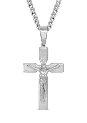 The Lord's Prayer Crucifix Pendant in Stainless Steel