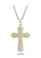 Belk & Co. The Lord's Prayer Cross Pendant Necklace in Two-Tone Stainless Steel